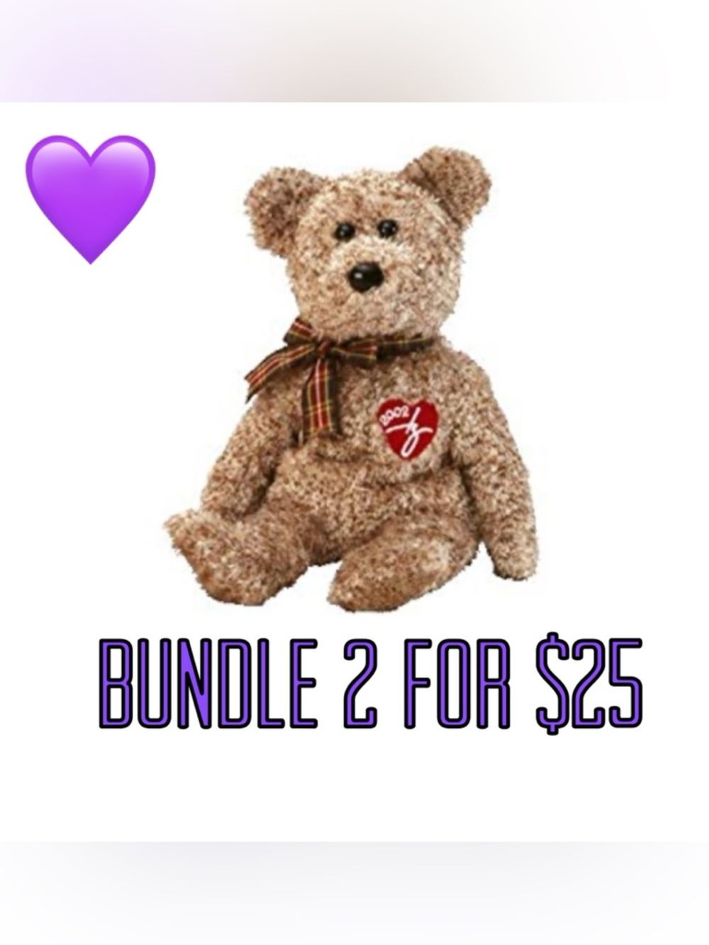 💜2 for $25💜 2002 TY Signature Bear Beanie Baby